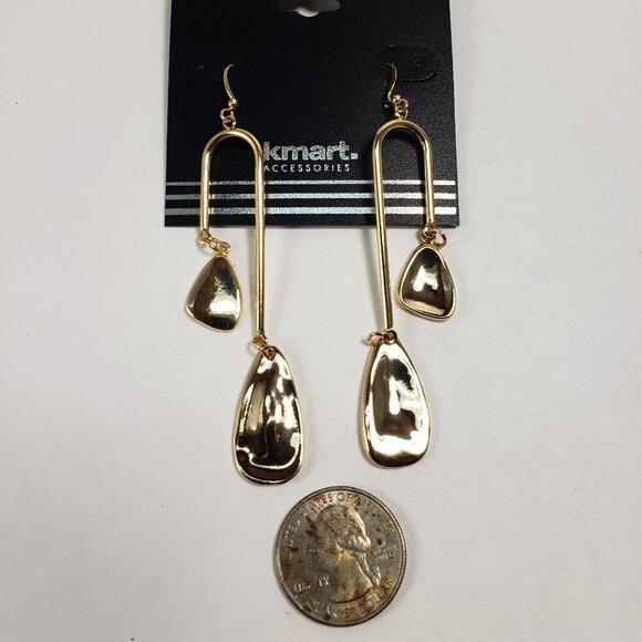 Elegant Gold Double Drop Dangle Earrings – Women’s Stylish Statement Jewelry - Picture 7 of 9